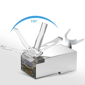 10Pcs Pass Through Connectors RJ45 Shielded Cat7 Connectors Network Modular *h* - Afbeelding 1 van 12