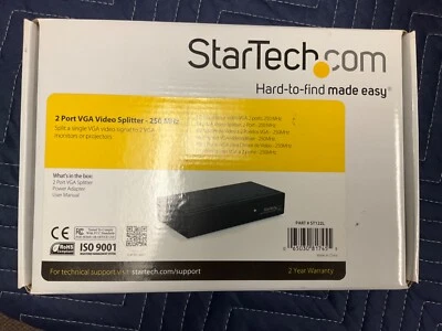 StarTech ST-VGADA-IX2 ST122L 2 Port 250MHz VGA Video Splitter/Distribution Amp - Image 1 of 4