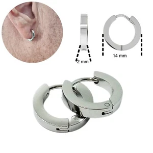 Orecchini cerchio uomo in acciaio inox cerchietti lobo piccoli argento da donna - Foto 1 di 9