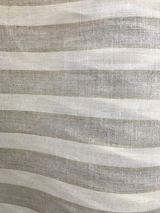 NATUR ELFENBEIN gestreift 100 % Leinen Stoff (60 Zoll) Meterware - Bild 1 von 4