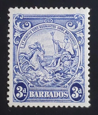 BARBADOS. GVI. 1947. ERROR! 3d blue "vertical line over horse's head. Fine mint. - Image 1 of 3