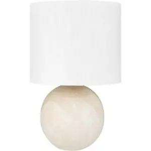Livabliss Ceramic Table Lamp 21.5" in White w/ 3-Way Switch + Linen Drum Shade - Picture 1 of 8