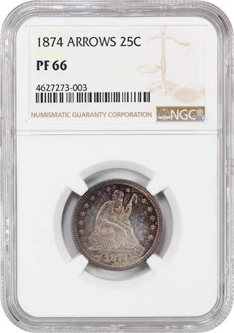 1874 25c NGC Proof 66 (Arrows) Cover