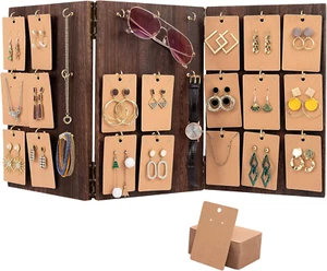 Wooden Jewelry Display Stand - 3-Sided Panel Earring Display Stands for Selling - Picture 1 of 7