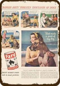 1948 Great Dane Dog Loves Pard Dog Food Vntge-Look DECORATIVE REPLICA METAL SIGN - Picture 1 of 1