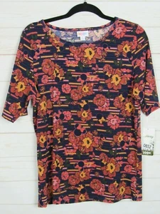 Top Lularoe Para Mujer Disney Gigi Azul Oscuro con Rosa Floral Talla L Nuevo Con Etiquetas - Imagen 1 de 3