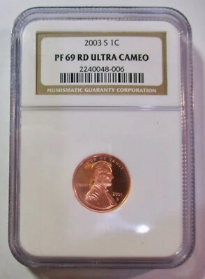GEM ULTRA CAMEO PF69 PROOF GORGEOUS RED 2003 LINCOLN CENT   NGC GRADED - Image 1 of 3