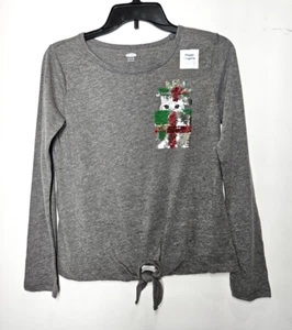 Old Navy girls Flippy Sequins shirt with bow kitten in gift box - Picture 1 of 5