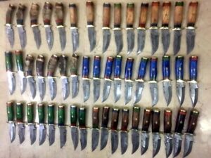 Custom made Damascus steel lot of 50pcs skinner Hunting knives (NE-1024)