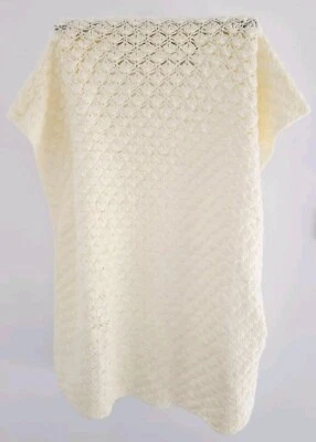 Handmade BABY BLANKET Cream  for Cot/ Pram /Car  Handmade~ 85cm X 90cm - image 1 of 4