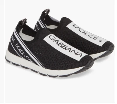 Dolce&Gabbana Z4333* Niños Negro Logo Tejido Sin Cordones Talla EU 27 US 10 Foto 1 de 4