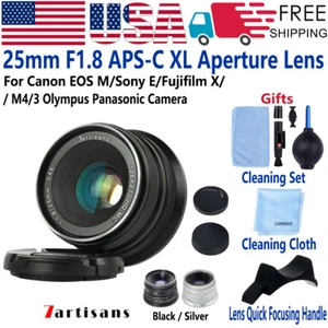 7artisans 25mm F1.8 Lens for Fujifilm X Sony E Canon EF EOS M5 6 10 M4/3 Olympus - Picture 1 of 27