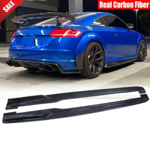 Real Carbon Side Skirts Extension Lip Spoiler For Audi TT TTS TTRS MK3 2017-2023 - Picture 1 of 16