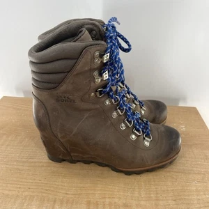 Botines de cuña altos de cuero tostado Sorel Conquest NL2337-005 para mujer talla 8” - Imagen 1 de 7