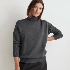Madewell Ribbed Turtleneck Sweater in Hthr Graphite Gray Women's Small $98 NM948 - Bild 1 von 10