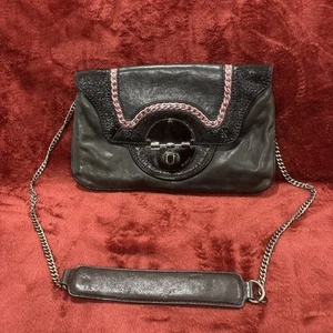 Mimco Black Fashion Real Leather Turn Lock Crossbody Sling Bag - Picture 1 of 14