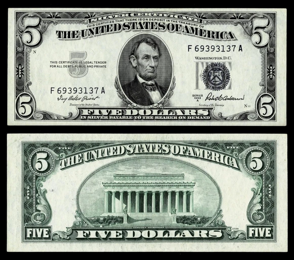 1953-A  $5 SILVER CERTIFICATE NOTE~~ UNCIRCULATED - Image 1 of 1