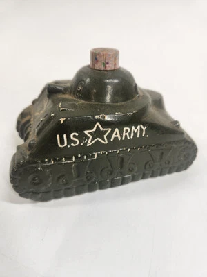 Unusual Chalk WWII US Army Military Tank Figural Bottle - Flask Or Perfume - Image 1 of 4