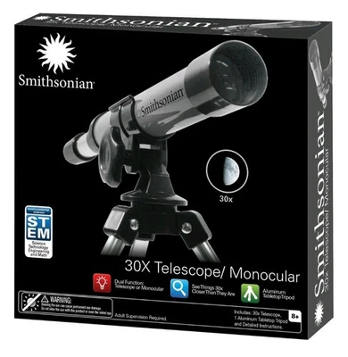 ✧ Smithsonian STEM 30x Telescope/Monocular ❖ Aluminum Tabletop Tripod ❖ OPEN PKG - Image 1 of 3