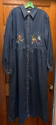 Disney Long Sleeve Denim Dress Embroidered Winnie the Pooh Size 3X - Image 1 of 4