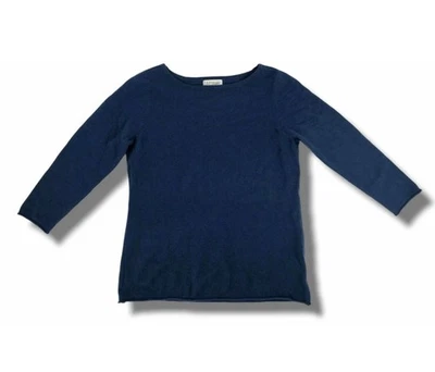 Suéter para mujer Neiman Marcus azul cachemir manga larga cuello redondo talla grande $225 Foto 1 de 4