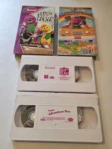 Lot Of 2 Barney White VHS Tapes Ready Set Play & Adventures Bus Video VCR - Picture 1 of 20