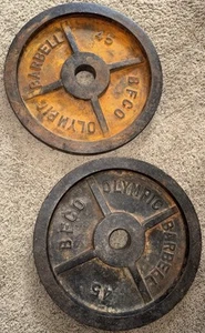 2 x BFCO Rare Vintage PAAR Olympia Plates Weight 45 90 Lbs Total 2" Iron Black - Bild 1 von 15
