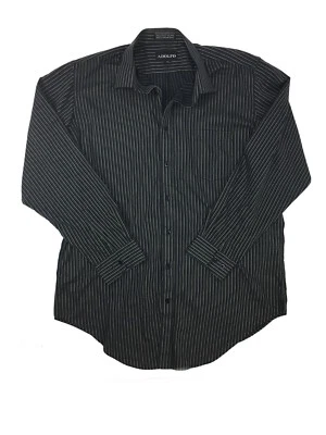 Adolfo Hombre Talla 17 1/2 36/37 Negro Marrón Rayas Cuello Botón Delantero Camisa Foto 1 de 4