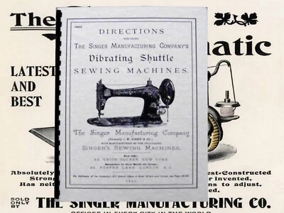 Singer Vibrating Shuttle Sewing Machine's Instruction  Manual "1891" (34Page) - Image 1 of 4