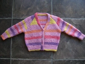 BN Baby Girl's Hand Knitted Multicoloured Cardigan Size 0 - Picture 1 of 1