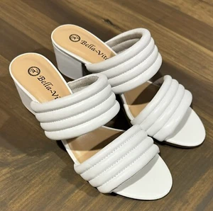 Bella Vita Women Georgette Block Heeled Sandal White Leather Sz10 WW - Picture 1 of 10
