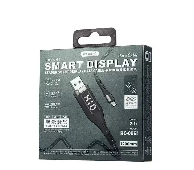 🔌 Remax USB Charging Cable with Display Screen for iPhone 13/14/15 - Image 1 of 3