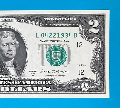 April 22, 1934 : L 04221934 B BIRTHDAY Note $2 Two Dollar Bill *UNC* - Image 1 of 3
