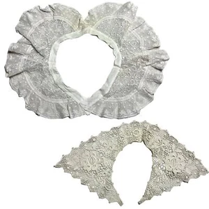 Vintage Antique Victorian Lace Collars Barouche Tatted Eyelet Lace Ruffles Trim - Picture 1 of 12