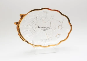 Home Beautiful Glass Trumpet Angel with Stars and Gold Trim Candy Dish 6" X 4" - Picture 1 of 6