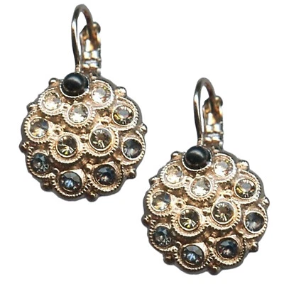 Pendientes Mariana Sofisticados Jet, Diamante Negro, Champagne y Seda Austriacos... Foto 1 de 3