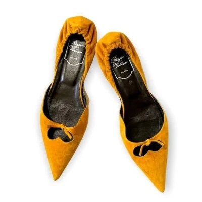 Roger Vivier Gamuza Mostaza Cuero D'Orsay Punta Plana Talla 38.5 EU Foto 1 de 4