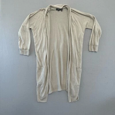 Theory Sweater Womens Large Beige Cardigan Oversized Long Length Long Sleeve - Image 1 of 4