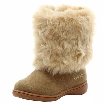 Carter's Niño Niña Esponjoso 2 Caqui Moda Piel Invierno Botas Zapatos Talla: 6T Foto 1 de 4
