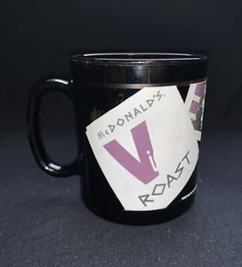 Vintage McDonalds Mug 1989 France Vienna Coffee Cup Black Ceramic - Picture 1 of 6
