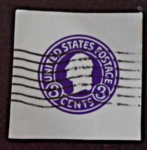 1917 - U.S. Envelope Cut Sc# U439b Blue 3 Cent Washington - Used a - Picture 1 of 2