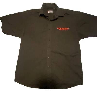 Pick up Stix Restaurant Black work Employee shirt Button Up Size Medium - Image 1 of 4