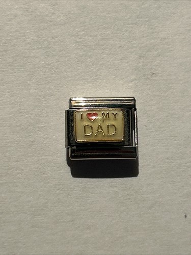 OFF WHITE 9mm Italian Charm Link. I ❤️ My Dad Off White Background Blinq