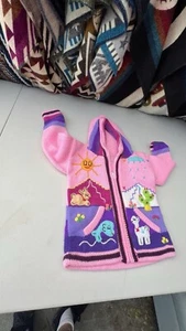 Kids Ethic Alpaca Cotton Knit Handmade In Ecuador Zip Hood Sweater Jacket Size 5 - Picture 1 of 5