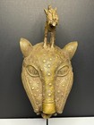 Benin Bronze Leopard Head Mask  Handcrafted Lost-Wax Casting  African Tribal Art