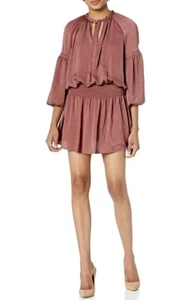 Lucky Brand Damen Langarm Tie Neck Drop Waist Kleid Rose Mauve S/M - Bild 1 von 2