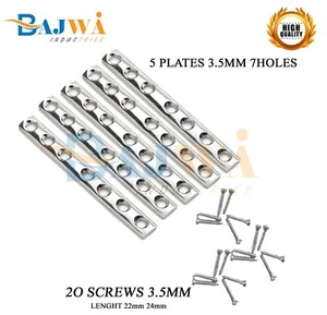 3.5MM ONE THIRD TUBULAR PLATE 5 PCS WITH 3.5MM CORTICAL SCREWS 20 PCS - Picture 1 of 2