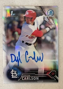 2016 Bowman Chrome Draft Refractor Dylan Carlson 1st Bowman- St. Louis Cardinals - Picture 1 of 2
