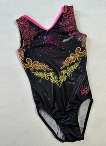 Aly Raisman GK ELITE Gymnastics Leotard MIDNIGHT LACE Sequin BLING Floral AXS - Picture 1 of 6