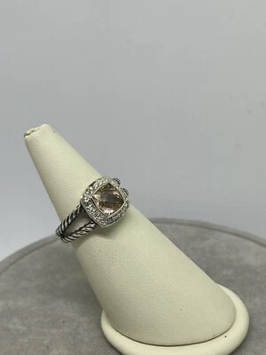 David Yurman Petite Albion Ring With Morganite and Diamonds Size 8 - Image 1 of 4